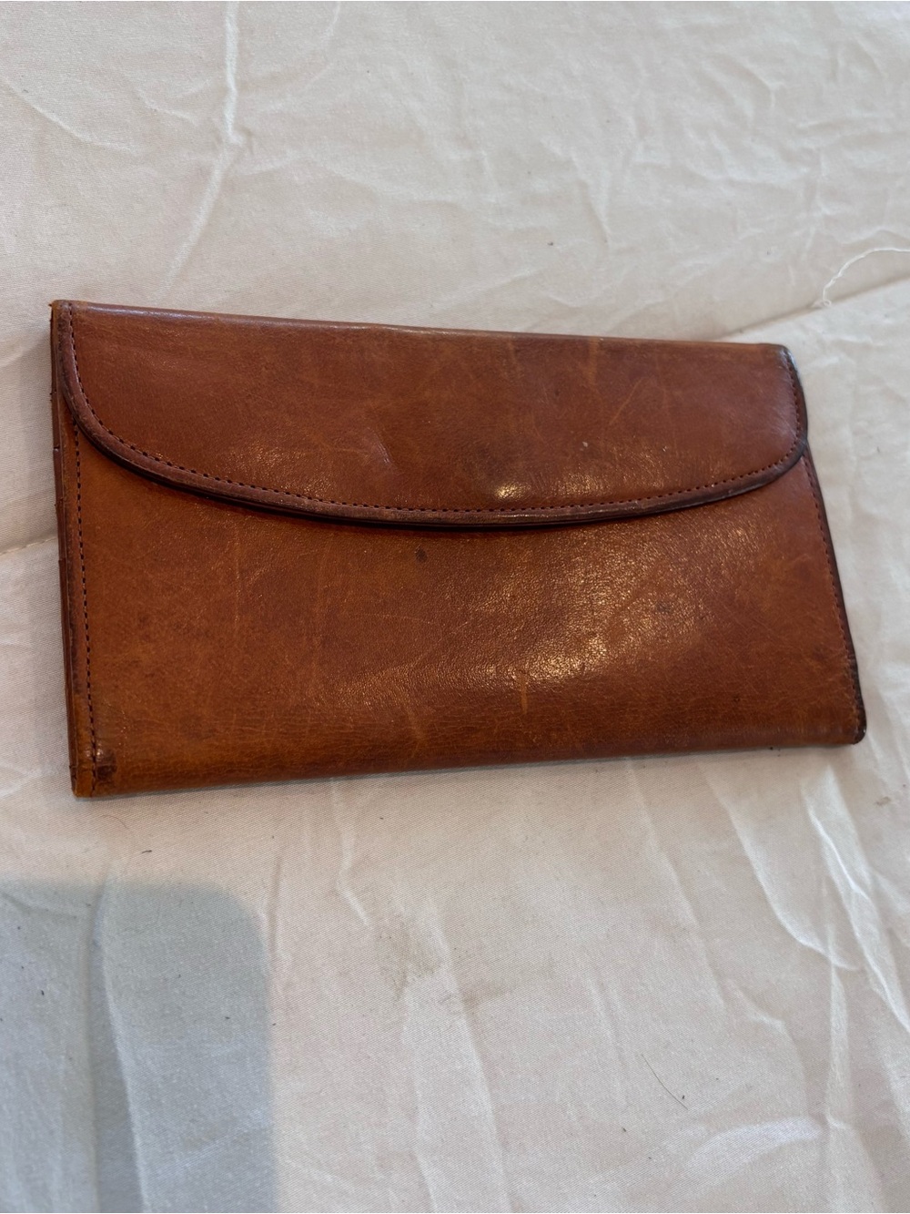Vintage COACH Brown Leather Tri-Fold Envelope Snap Clutch Wallet